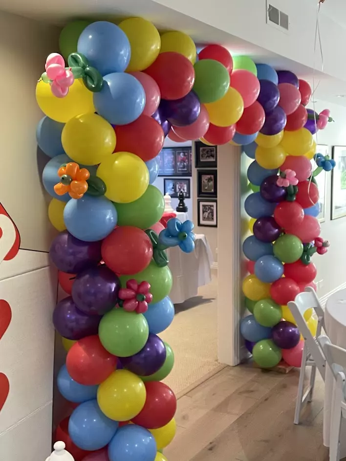 colorful balloon arch