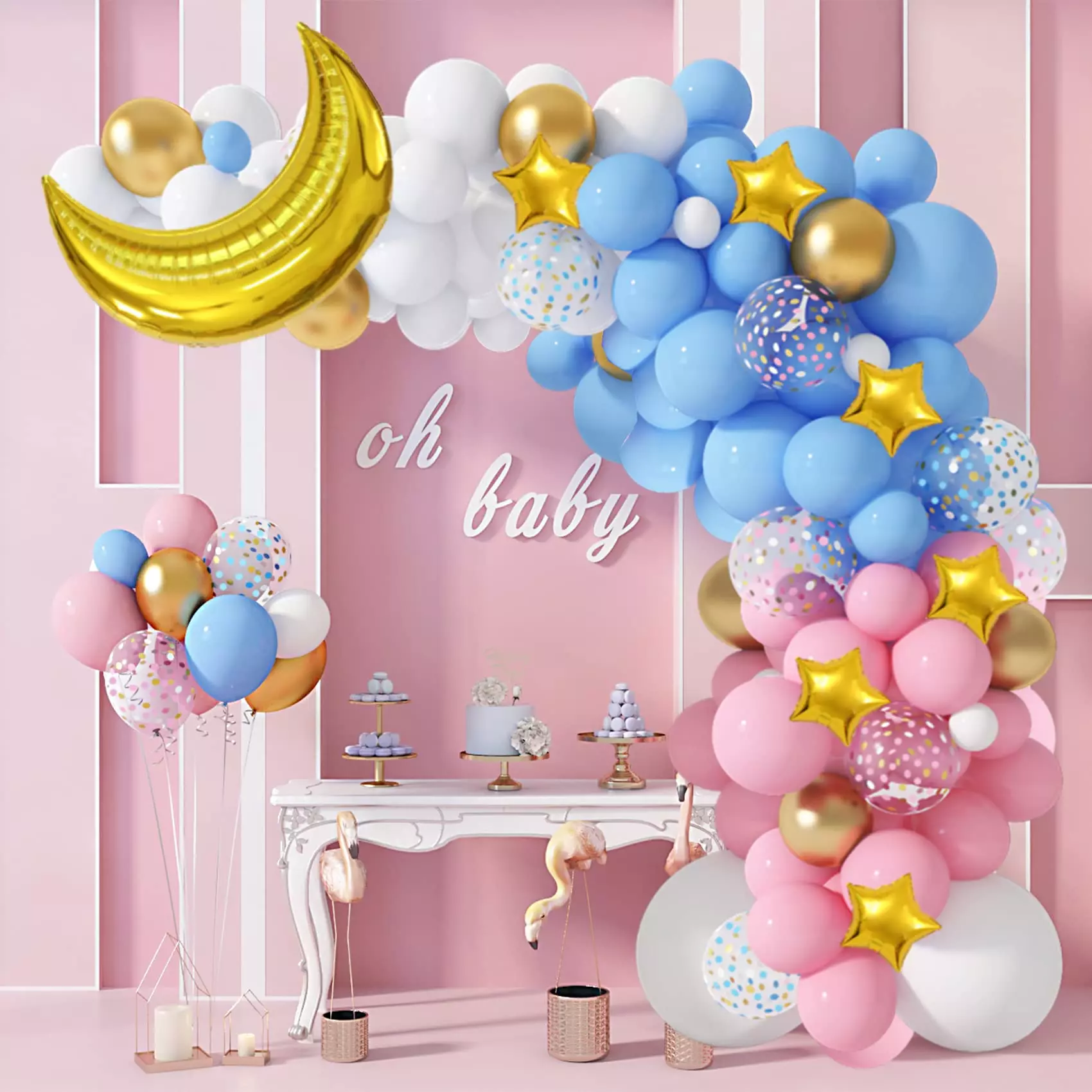 gender reveal party with balloons