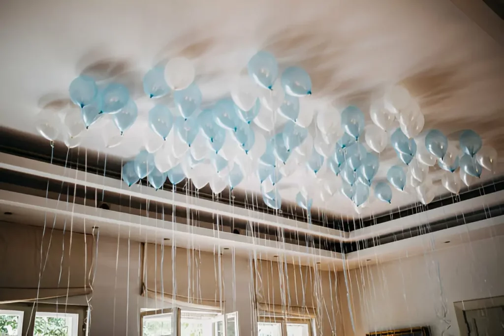 pastel ceiling balloon decor