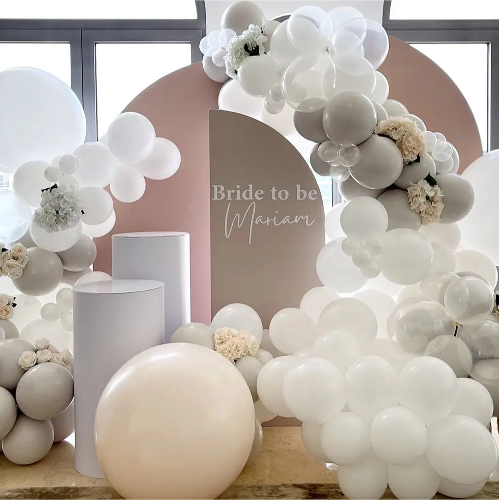 bridal shower backdrop with balloons