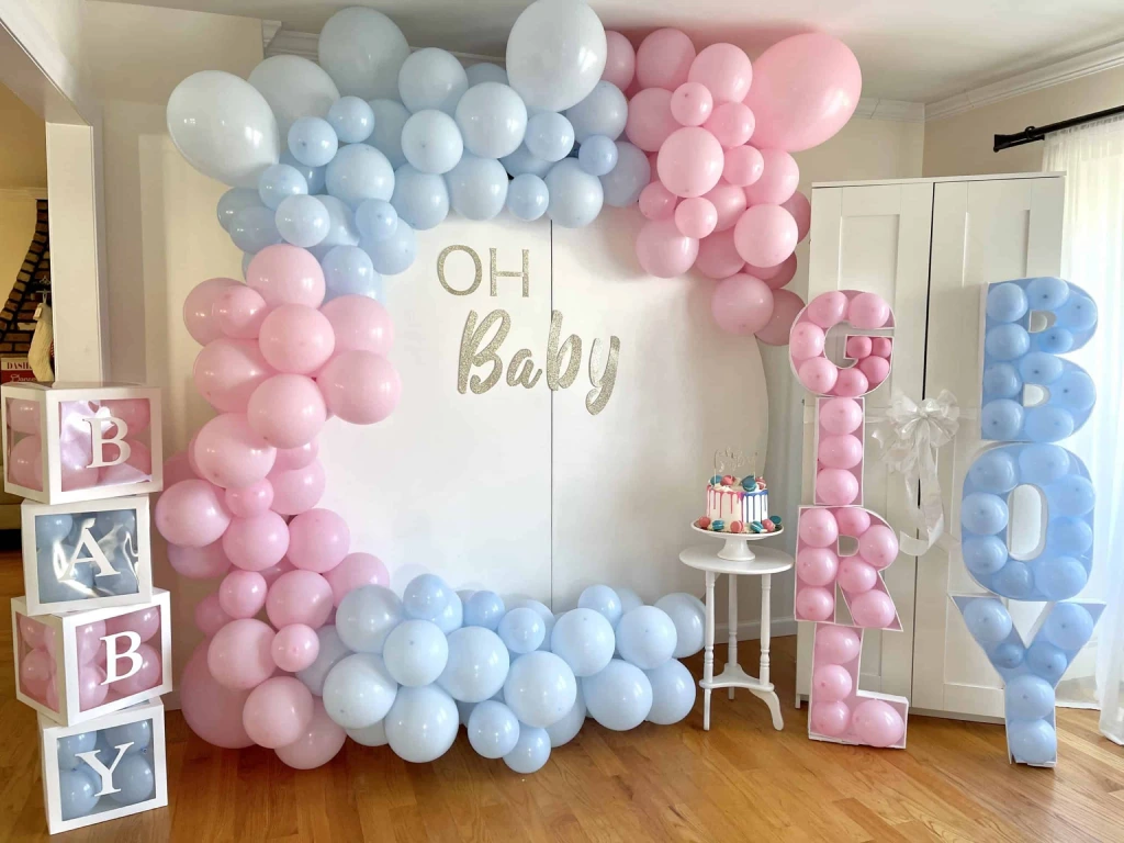 gender reveal balloons decorations