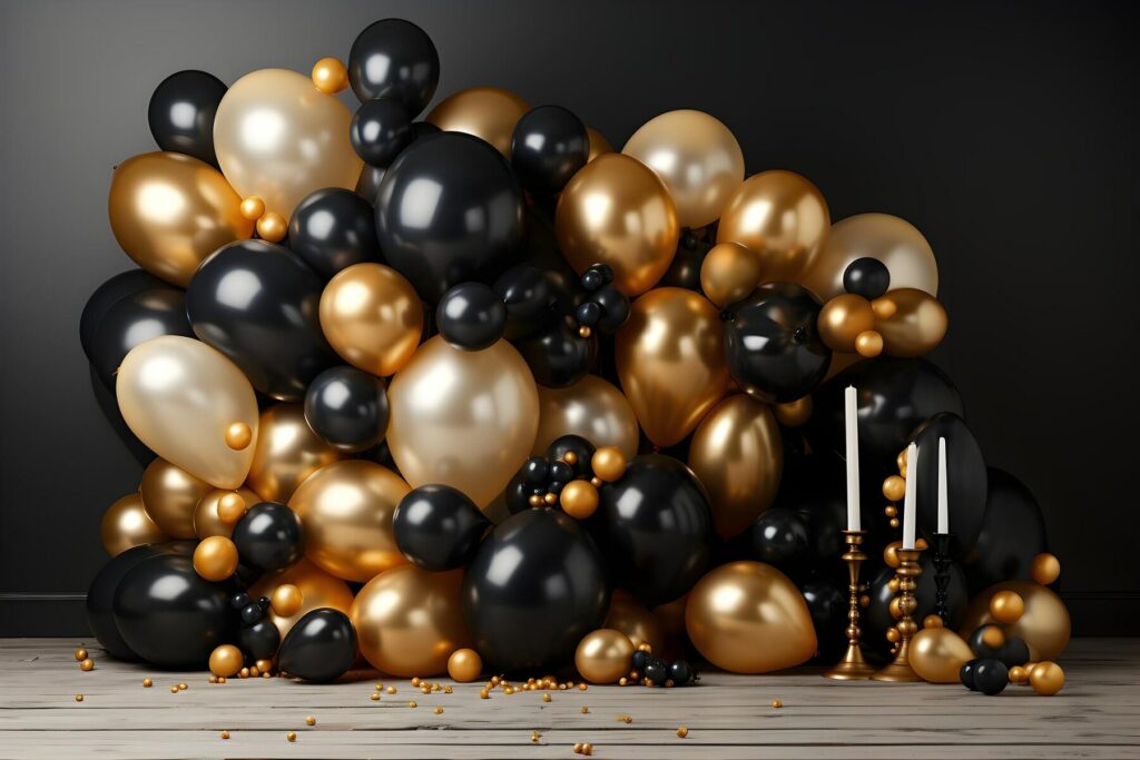 graduation backdrop with balloons