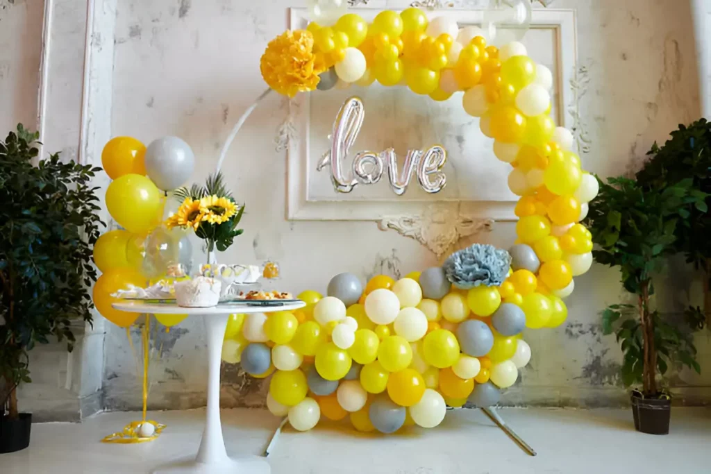 Yellow anniversary Balloon Decor