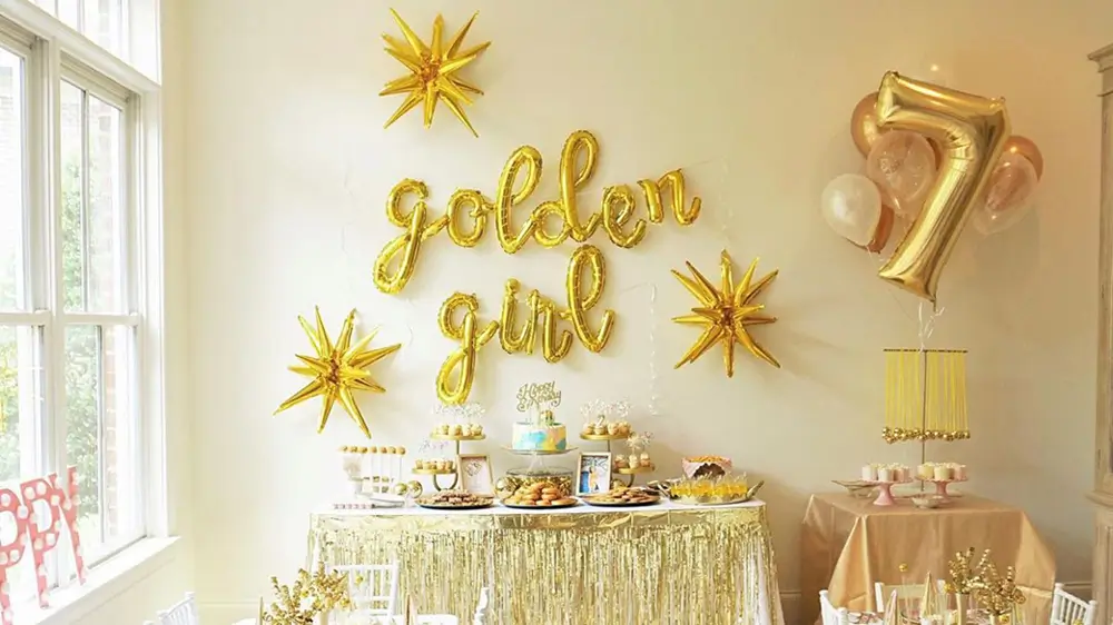 golden birthday balloons